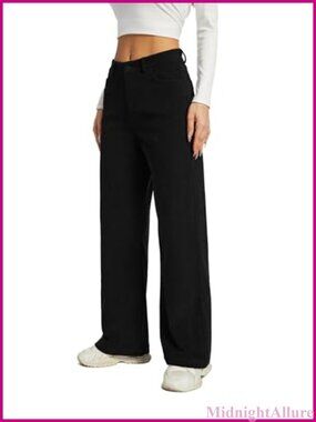 Mid Rise Corduroy Pants Straight Leg Loose Fit Casual Trousers